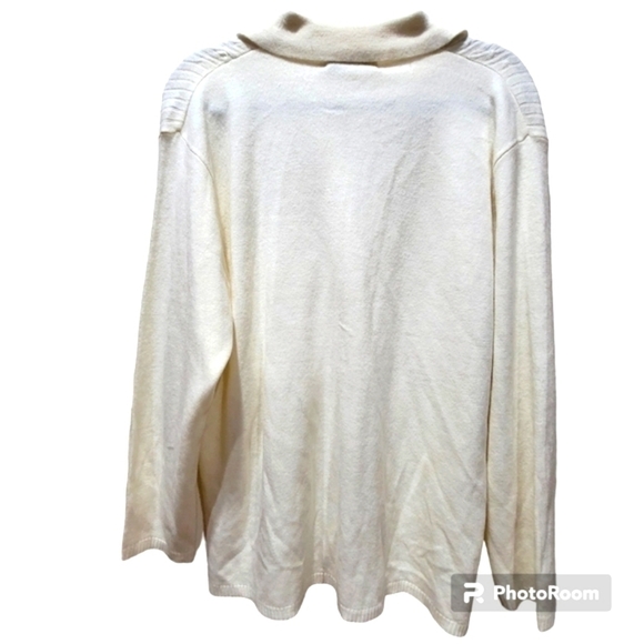 XXL Wool Blend Cream Button Down Cardigan - Picture 2 of 6